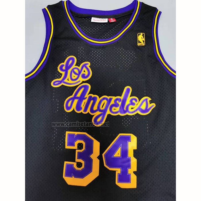 Camiseta Los Angeles Lakers Shaquille O'neal #34 Mitchell & Ness 1996-97 Negro